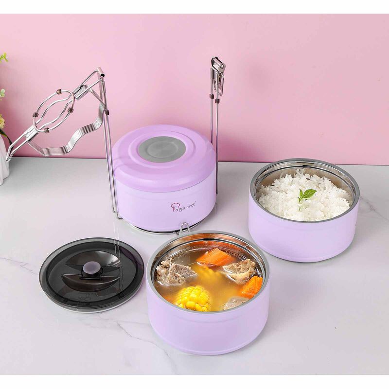 LA GOURMET Periwinkle 2.1l 3-tier Tiffin Carrier LGPWE409607-image 2