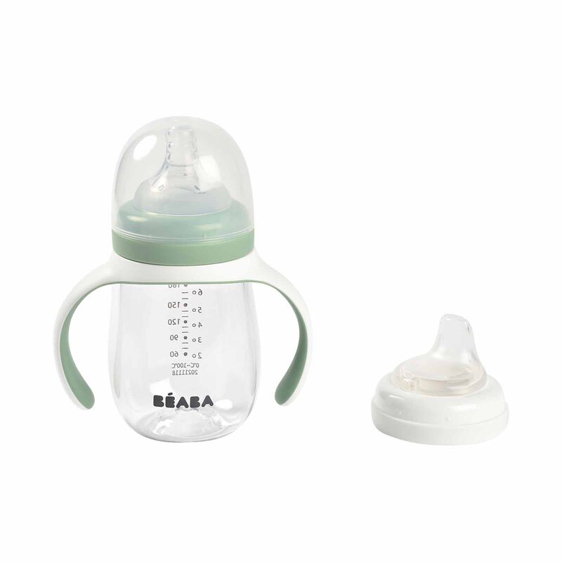 BEABA To Sippy Learning Cup 210ml - Sage (online) 2 IN 1 BOTTLE-image 4