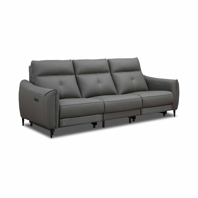 MUZE 3rr Seater (hl) Cat A Grey Half Leather Sofa NEW CLARA-image 3