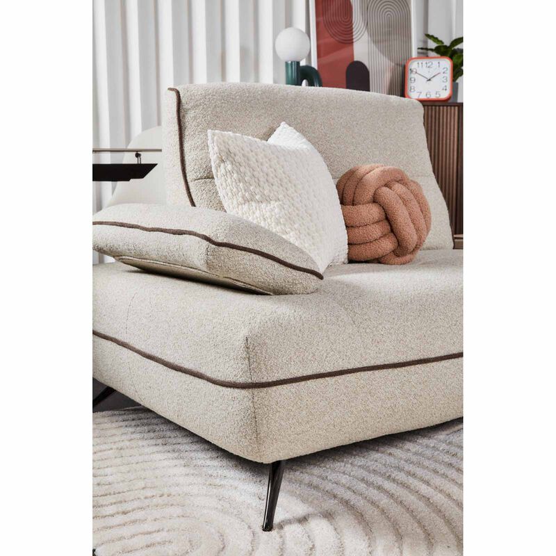 MUZE 3pcs Modular Set W Wireless Charging (fab) F20 Beige Piping Diff Fabric Sofa OLWEN-image 4