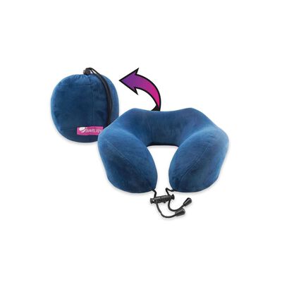 TRAVEL JOY Rollable Travel Pillow Memory Foam - Velvet Navy TJRTP-NV