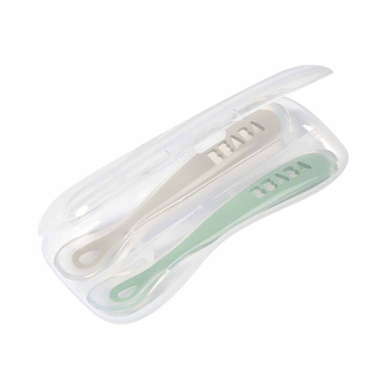 BEABA Silicone Spoon & Case 2 Pack - Velvet Grey/ Sage Green (online) 1ST STAGE-image 2
