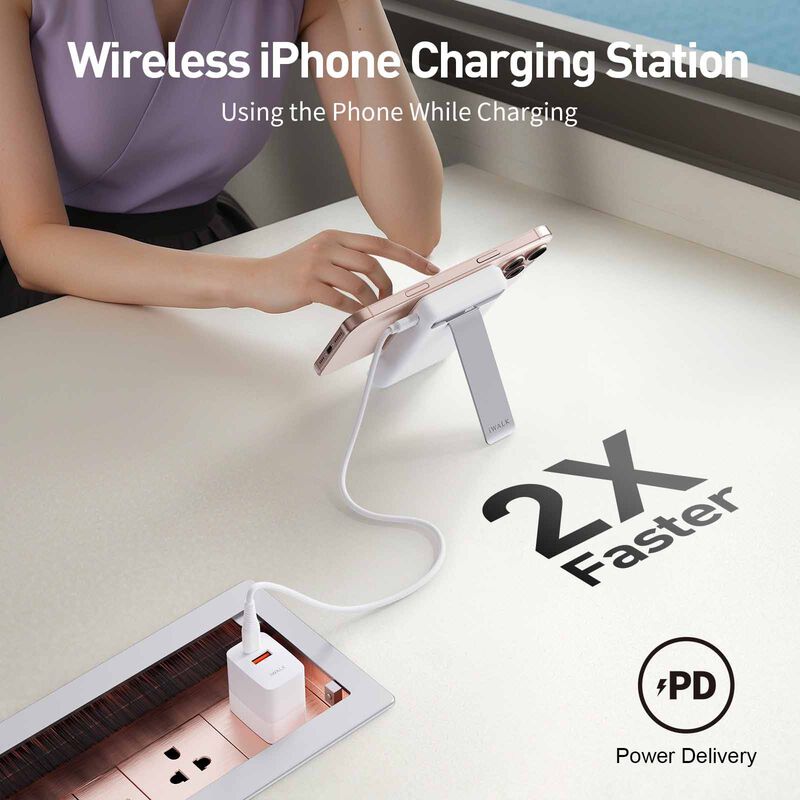 IWALK Powerstand 10000mah Qi2 Magnetic Wireless Fast Charger With Multi-angle Adjustable Stand White MXB014-002A-image 13