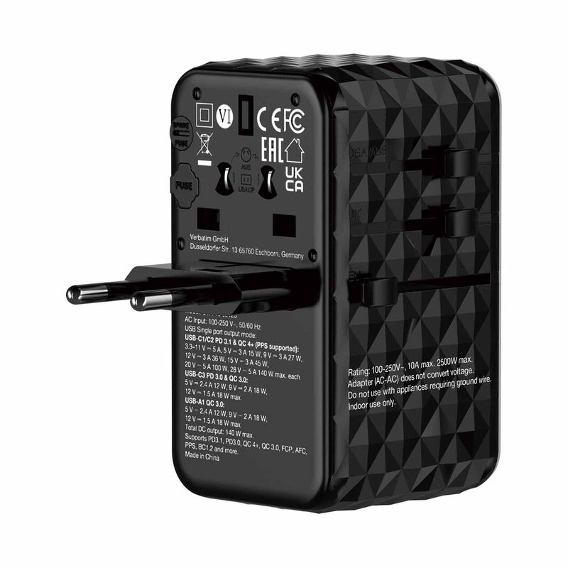 VERBATIM Gan Iii 140w Universal Travel Adapter (uta-10) VM32125-image 5