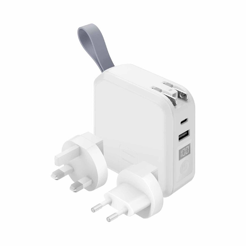 BAZIC Goport Travel 10k, 10000mah Universal Wall Charger With Built-in Cable - White CHR-GPT-10K-WHT-image 2
