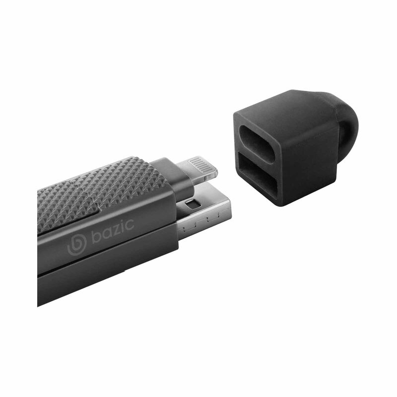 BAZIC Gocharge Alucable, 4 In 1 Aluminium Charging Cable With Usb A/c Input And Usb C/lightning Output. CBL-GC4N1-BLK100-image 5