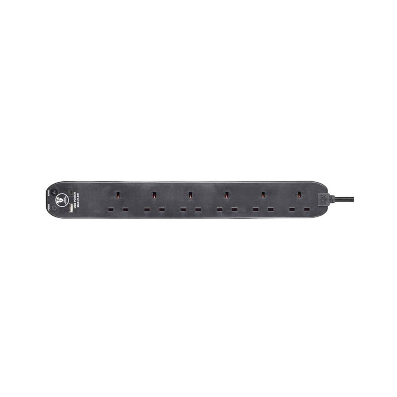 MASTERPLUG Surge Extension Lead 6 Socket, Fast Charge Usb A & C Black SRGUAC2262NB-image 2