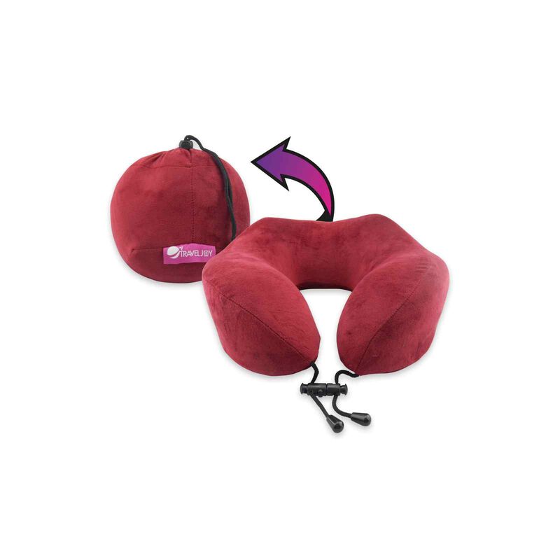 TRAVEL JOY Rollable Travel Pillow Memory Foam - Velvet Maroon TJRTP-MAR-image 1