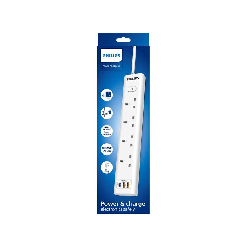 PHILIPS 4 Gang 13a Portable Socket Outlet With Two Type A / C CHP8241WA/69-image 6