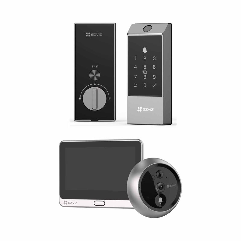 EZVIZ Deadbolt Smart Lock + Peephole Doorbell Bundle DL04 PRO + DP2 2K-image 1