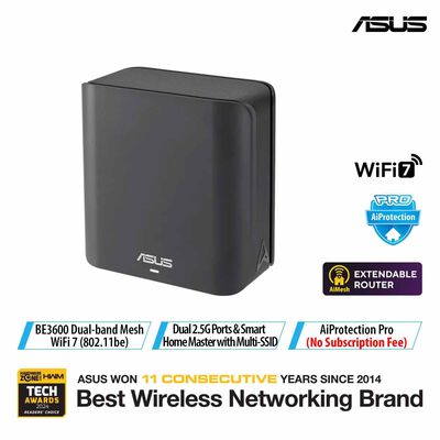 ASUS Be3600 Dual Band Wifi 7 Mesh Black (1pack) BD4(B-1-PK)