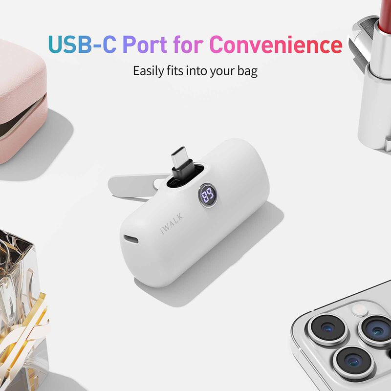 IWALK Linkpod Style Powerbank W/foldable Stand (5000mah) Type-c White LPS001C-002A-image 2