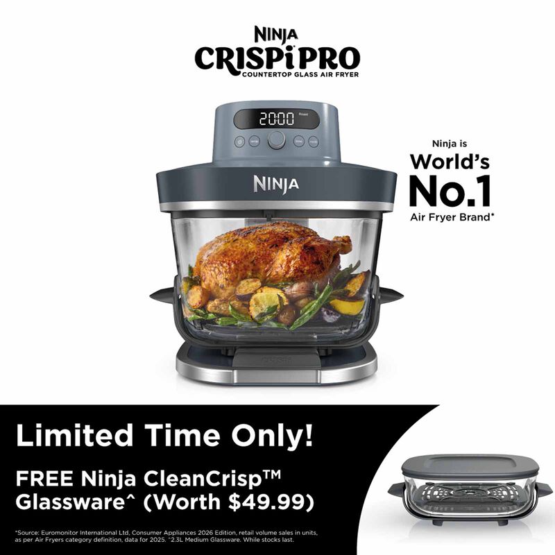 NINJA Crispi Pro Countertop Glass Air Fryer - Cyberspace AS101SMBL-image 2