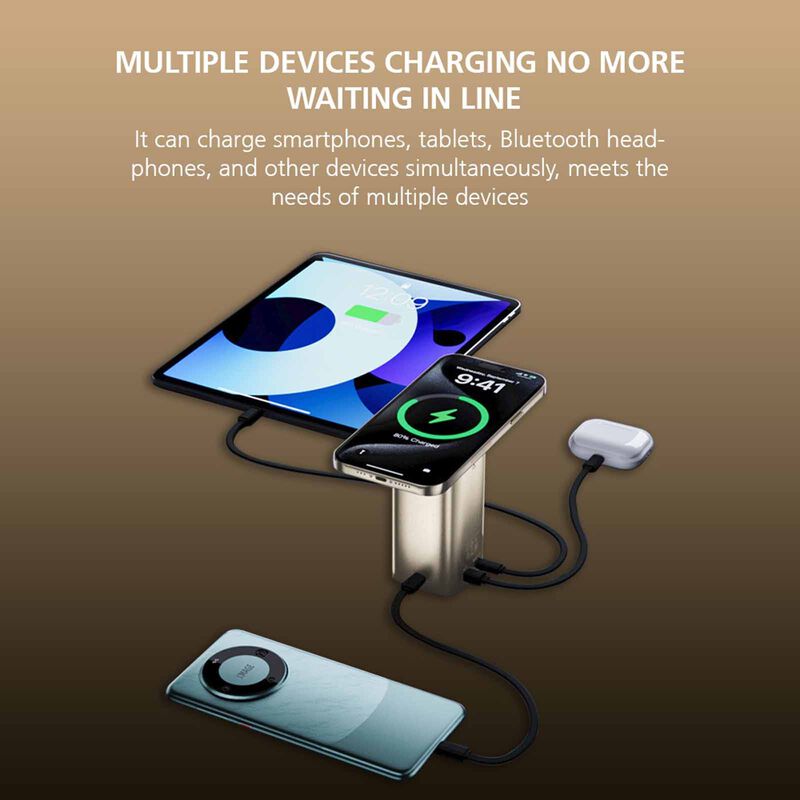 MICROPACK 4 In 1 Pd Fast Charging Magnetic Wireless Powerbank - Titanium Gold WPB-2100-TI-image 13
