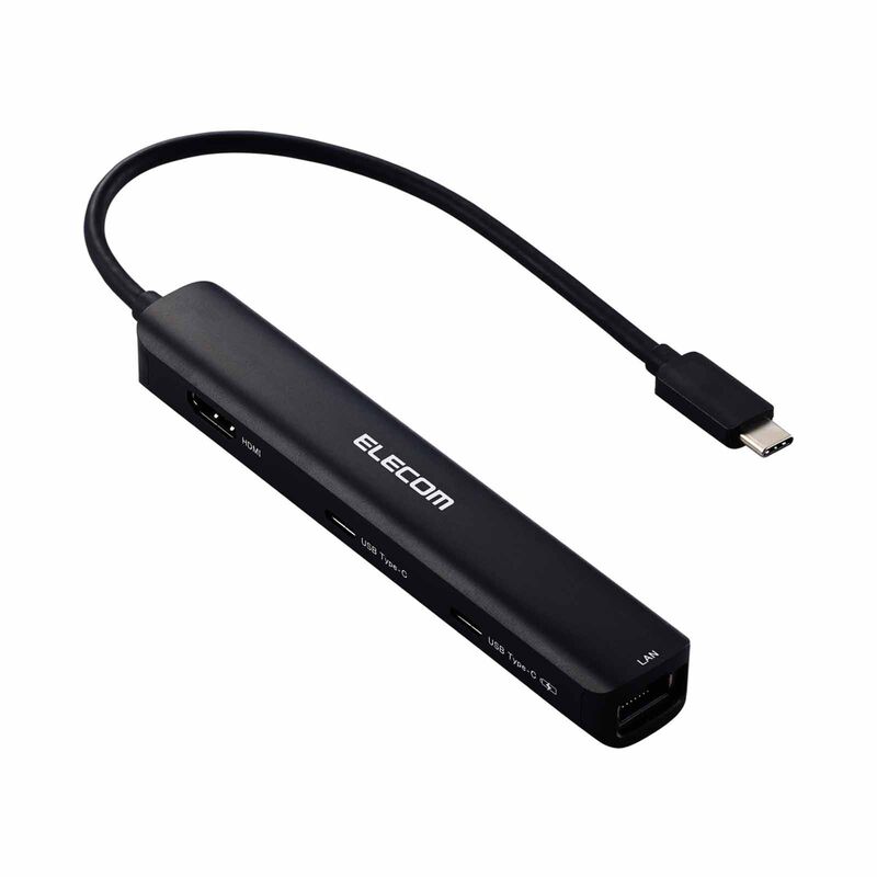 ELECOM 6 In 1 Docking Station (1 X Usb C/hdmi/lan Port 2 X Usb A 1 X C Pd100w) DST-C30BK-image 1