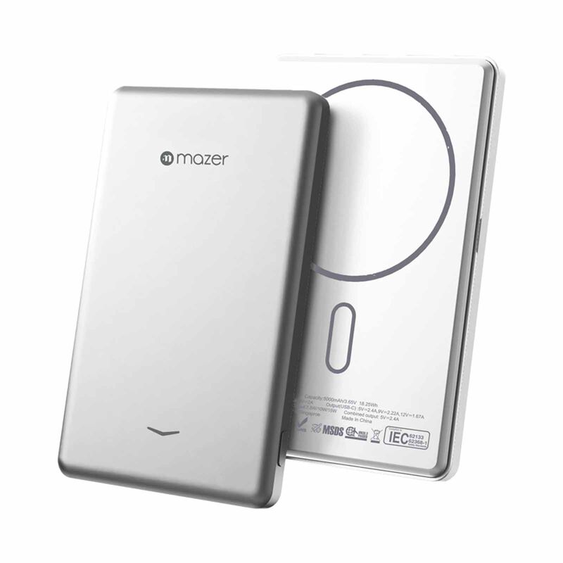 MAZER Qi2 Compatible 15w 5000mah, Usb-c Pd20w, Ultra Slim Power Bank-silver M-MAGAIR19-SV-image 2