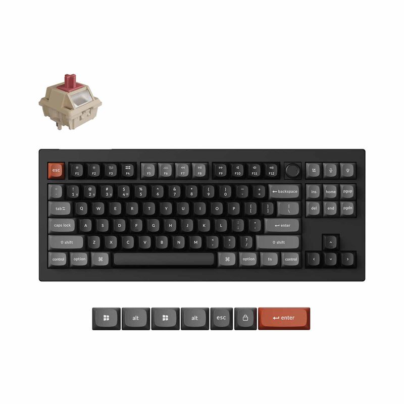 KEYCHRON V3 Ultra 8k 80% 87 Key Black Knob Rgb Hot-swap Silk Pom Red Switch KYCN-V3U-D1-image 1