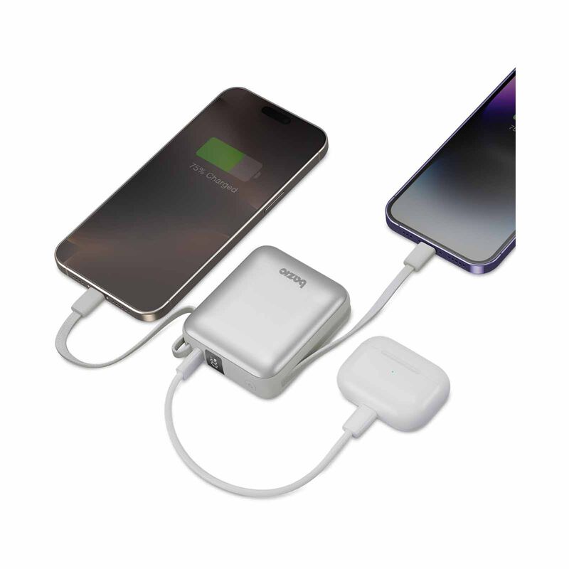 BAZIC Gopower Fusion Mini 10k, 3in1 10000mah Powerbank With Built-in Usb-c And Lightning Cable - Pebble FUS-MINI10K-PEB-image 3