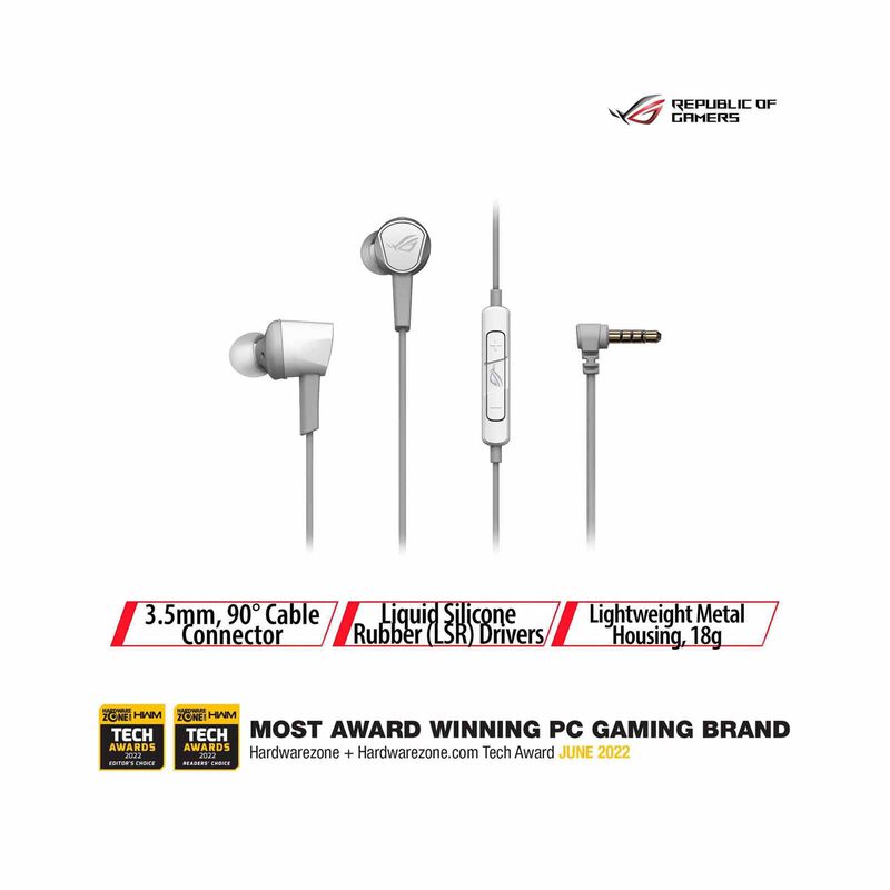 ASUS White In-ear Gaming Headphones 3.5mm Connector ROG CETRA II CORE MOONLIGHT-image 1