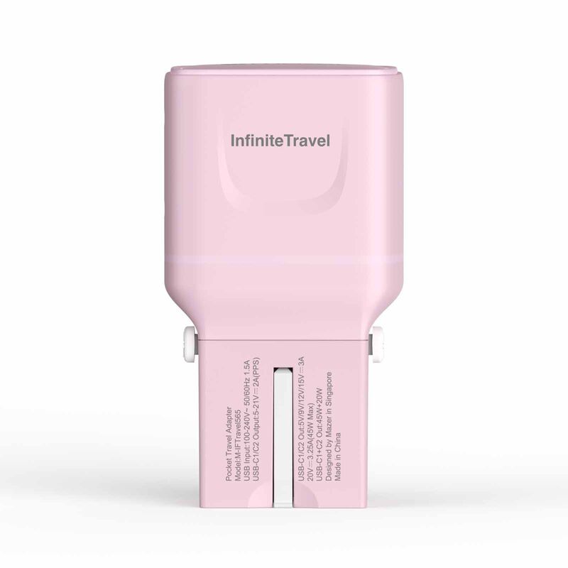 MAZER Infinitetravel Pocket Gan Pd65w 2c Travel Charger-pink M-IFTRAVEL565-PK-image 5