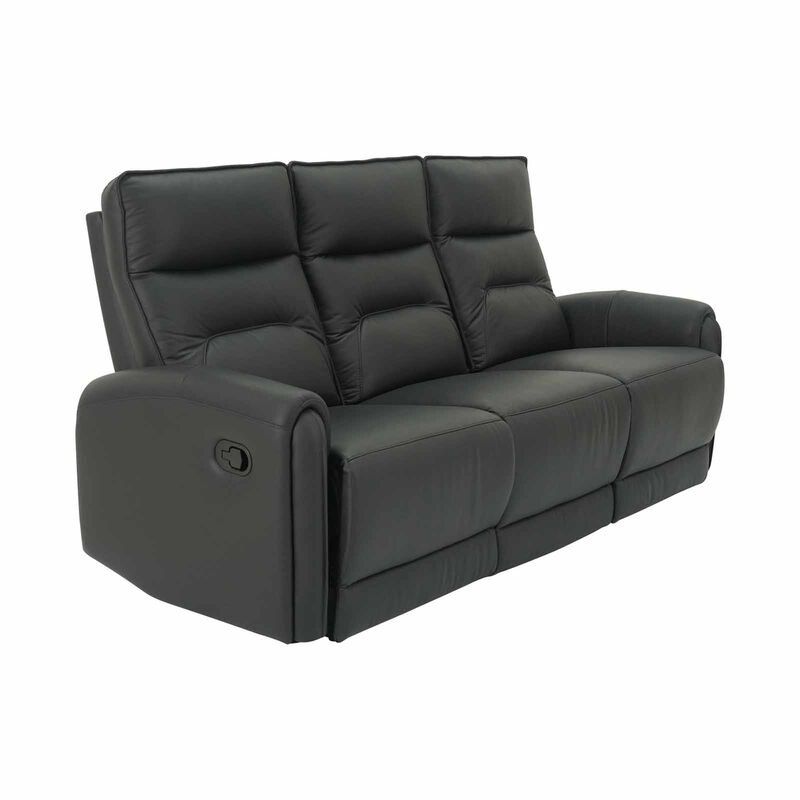 SOLOTTI 3rr-m Seater (hl) Black Half Leather Sofa RONICA-image 3