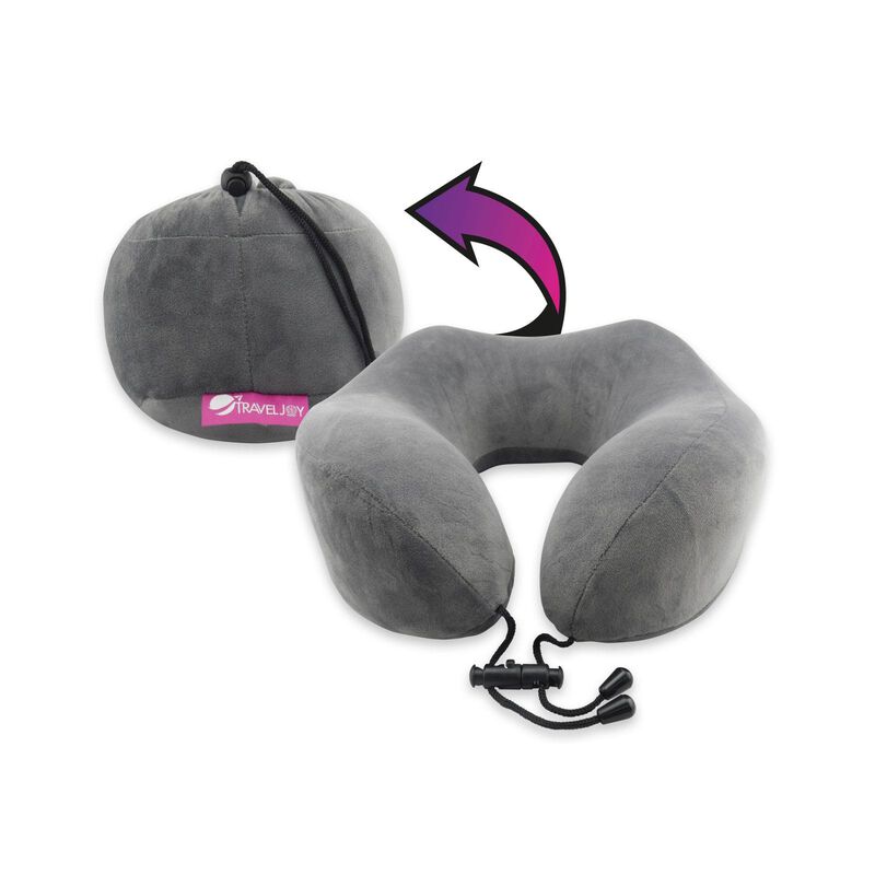 TRAVEL JOY Rollable Travel Pillow Memory Foam - Velvet Char Grey TJRTP-CGY-image 1