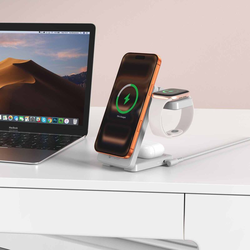 MAZER Qi2.2 25w Foldable 3in1 Total 35w Wireless Charging Stand-lightgrey M-MAGFOLD07-LG-image 9