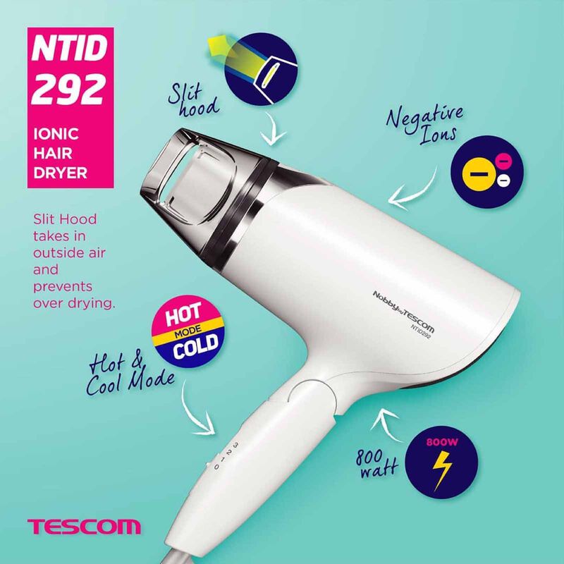 TESCOM Negative Ion Hair Dryer (1600w) - White NTID292SG-W-image 4