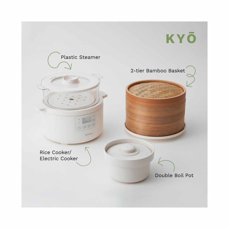 KITH Kyo 3l Electric Cooker With Bamboo Steamer MEC-3L-OW-image 3
