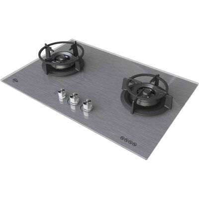 TURBO Built-in 77cm 2 Burner Glass Hob W/ S/valve (excl. Install) T772GV-MS