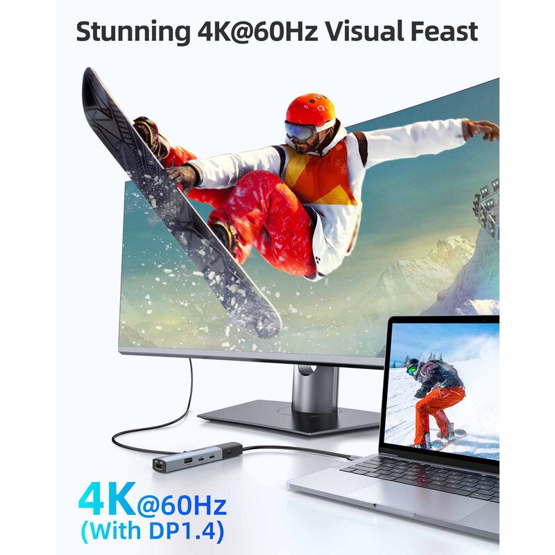 MOKIN 7 In 1 1xhdmi4k/60hz+3*usb-c 3.1+1*usb-a 2.0+1*gigabit Ethernet Rj45+usb-c Pd Charging Hub MK-MOUC6001-image 4