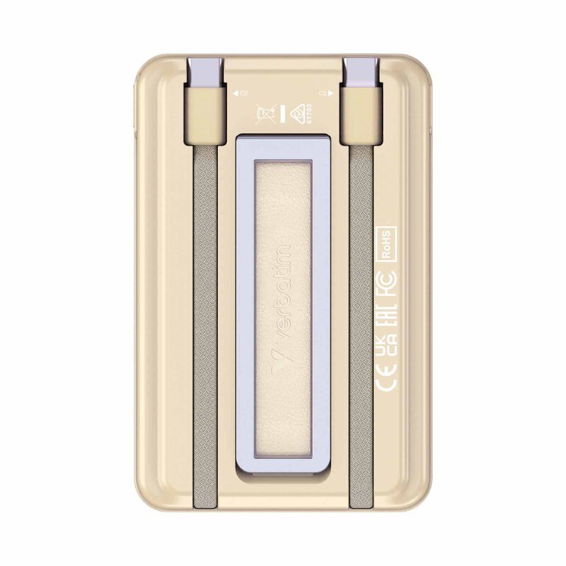 VERBATIM Powerbank Magnetic Wireless Charge 5000mah 2 X C Stand Gold VM32253-image 2