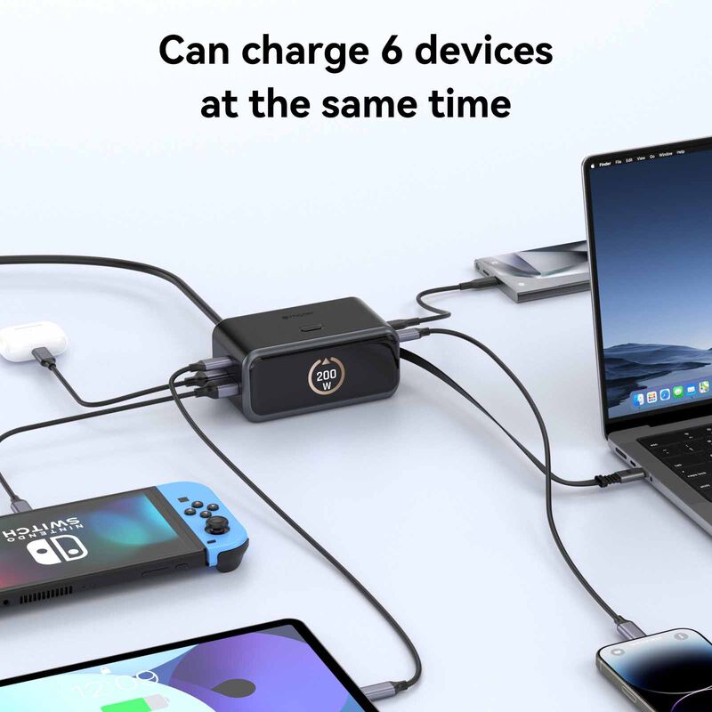 MAZER Ai Prestigegan Pd200w Desktop Charger With Retractable Cable - Black M-AI-D200-V7-BK-image 6