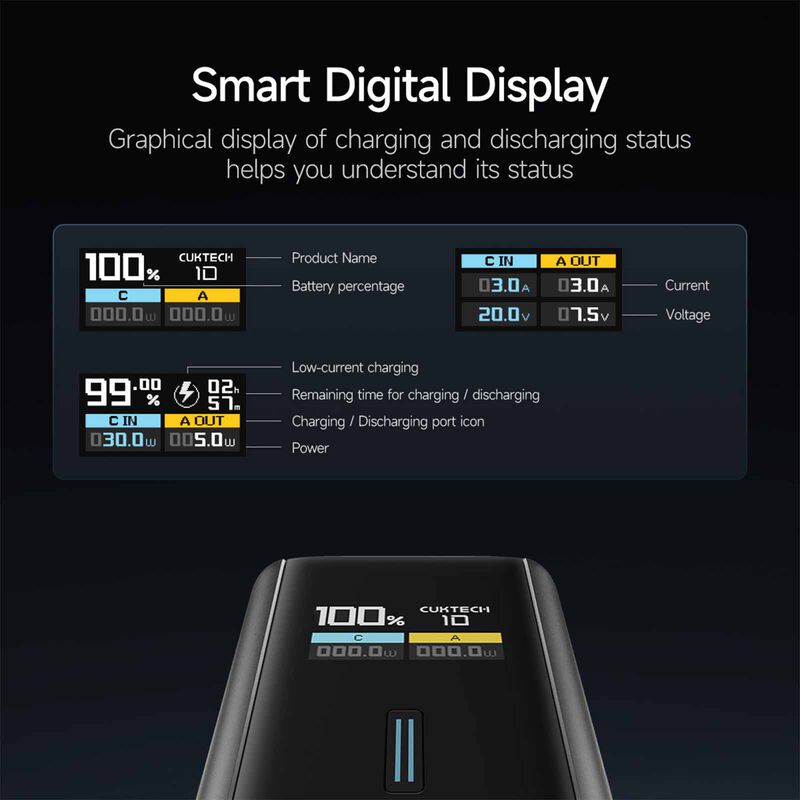 CUKTECH Powerbank 10000mah Pd 150w - Black CKPB100PCNNB-image 5