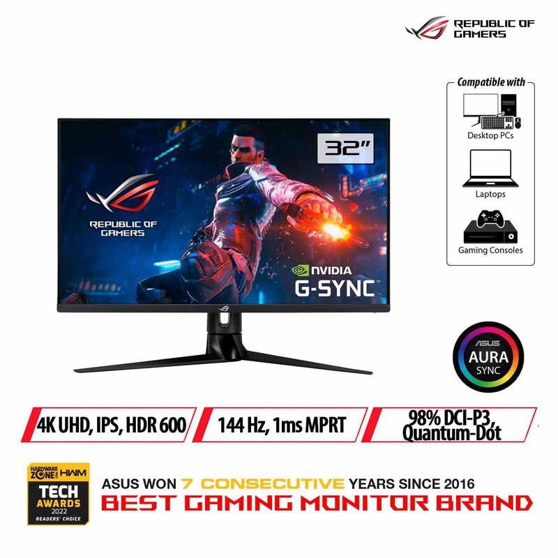 ASUS 32in Rog Swift Uhd 144hz Gaming Monitor PG32UQ-image 1