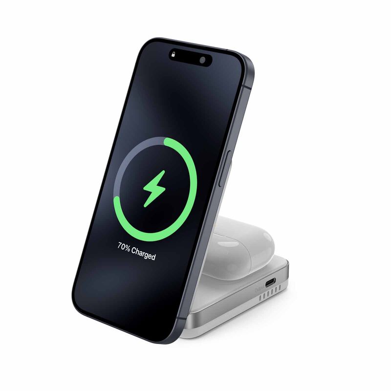 MAZER Qi2 Certified 32w Wireless Foldable 2in1+usb-c Pd12w Output Charger - White M-QI2-MAGFOLD02-WH-image 8