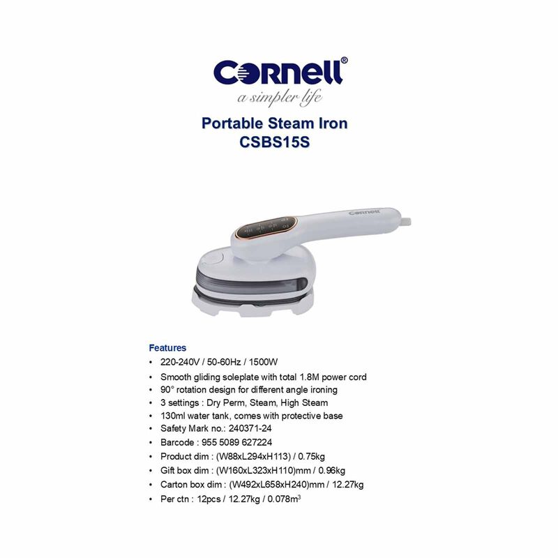 CORNELL Portable Steam Iron (1500w) CSBS15S-image 7