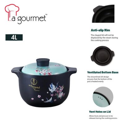 LA GOURMET Truly Oriental 4l Toughened Claypot &ndash; Blue/black LGTO403285