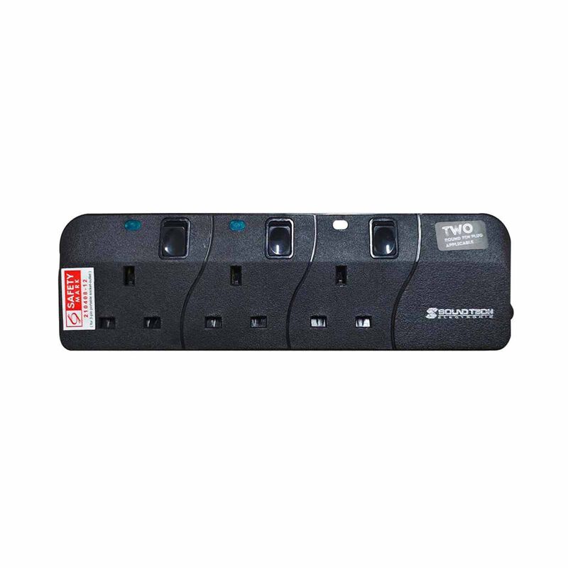 SOUNDTEOH 3 Ways Extension Socket 1 Metre PS-803-image 1