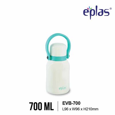 EPLAS 316 Double-walled Stainless Steel One Touch Thermal Bottle With Handle (700ml) - White/turquoise EVB-700