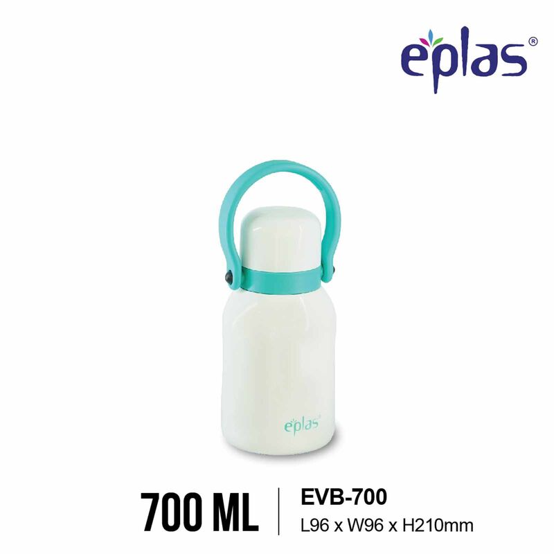 EPLAS 316 Double-walled Stainless Steel One Touch Thermal Bottle With Handle (700ml) - White/turquoise EVB-700-image 1