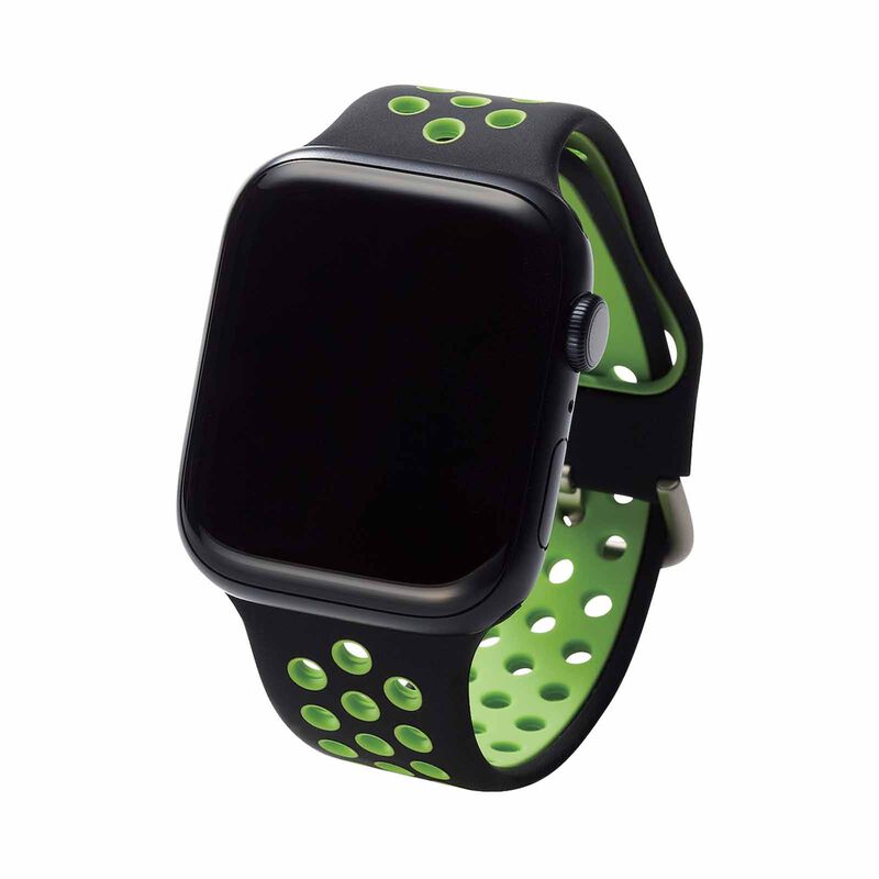 ELECOM Apple Watch Band 42-49 Mm Silicone (black - Green) AW-45BDSCNBK2-image 4