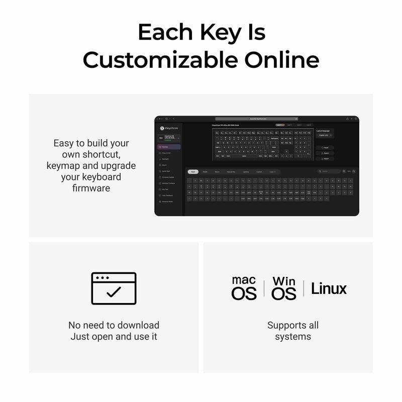 KEYCHRON V6 Ultra 8k 100% 108 Key Black Knob Rgb Hot-swap Silk Pom Brown Switch KYCN-V6U-D3-image 8