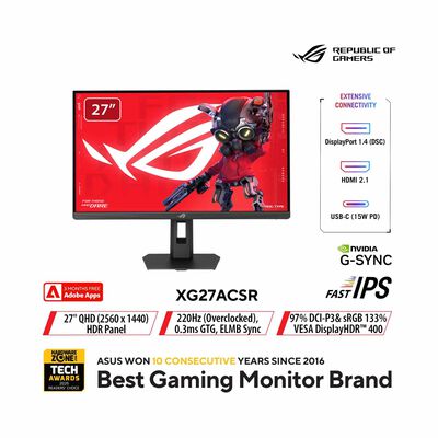ASUS 27in Rog Strix Qhd 220hz Ips Monitor XG27ACSR