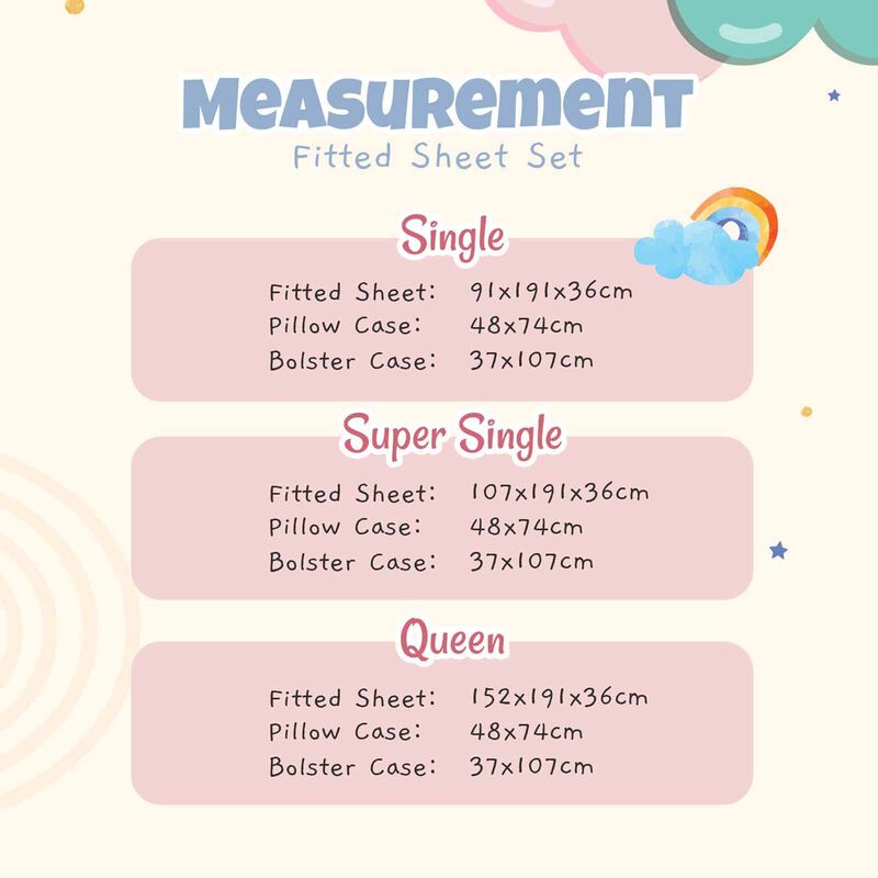 IE KIDS Ie Kids I 100% Cotton Printed I Fitted Sheet Set I Bed Time Bear Queen Fitted Sheet ( Oe ) 7500 I Q I FS I BEDTIME BEAR-image 3
