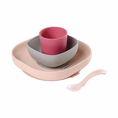 BEABA Suction Meal Set - Pink (online) SILICONE