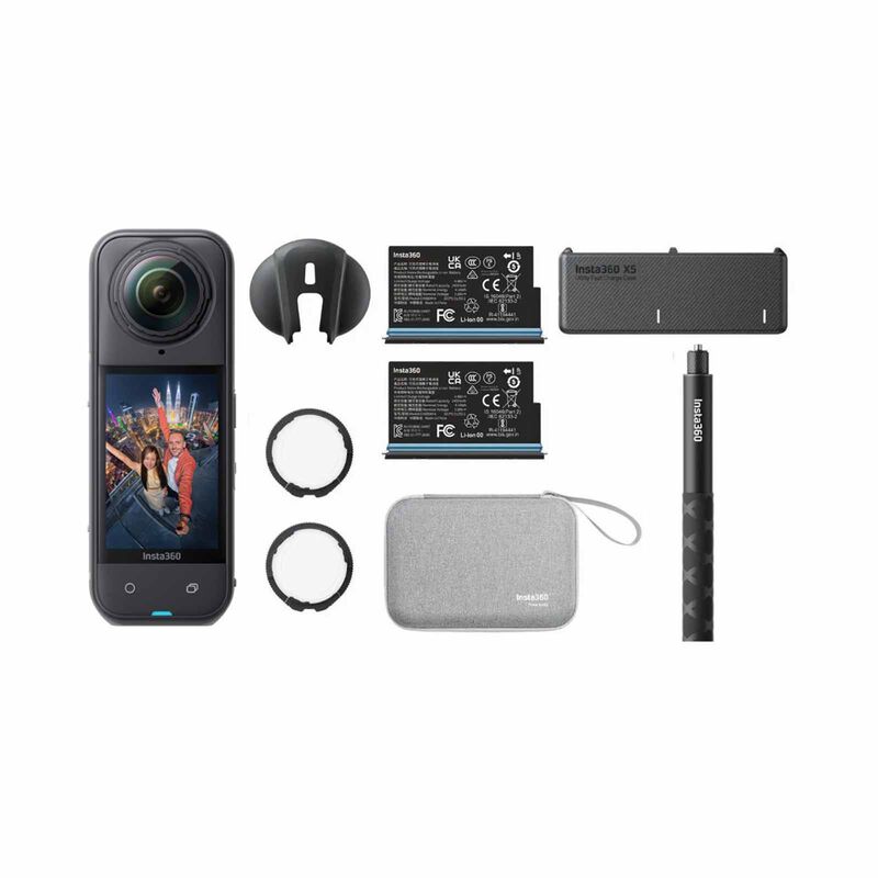 INSTA360 X5 Essential Bundle (x5 Standard Bundle, Battery, Carry Case, 114cm Selfie Stick, Standard Lens Guar X504-image 1