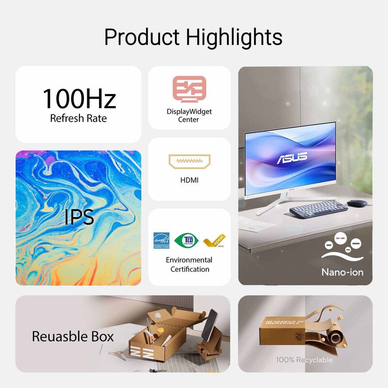 ASUS 27in Eyecare Fhd 100hz Gaming Monitor White VU279HFI-W-image 10