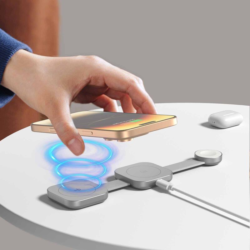 MAZER Qi2 3in1 Trifold Wireless Charging Pad-grey M-QI2-MAGTRIFOLD03-GY-image 5