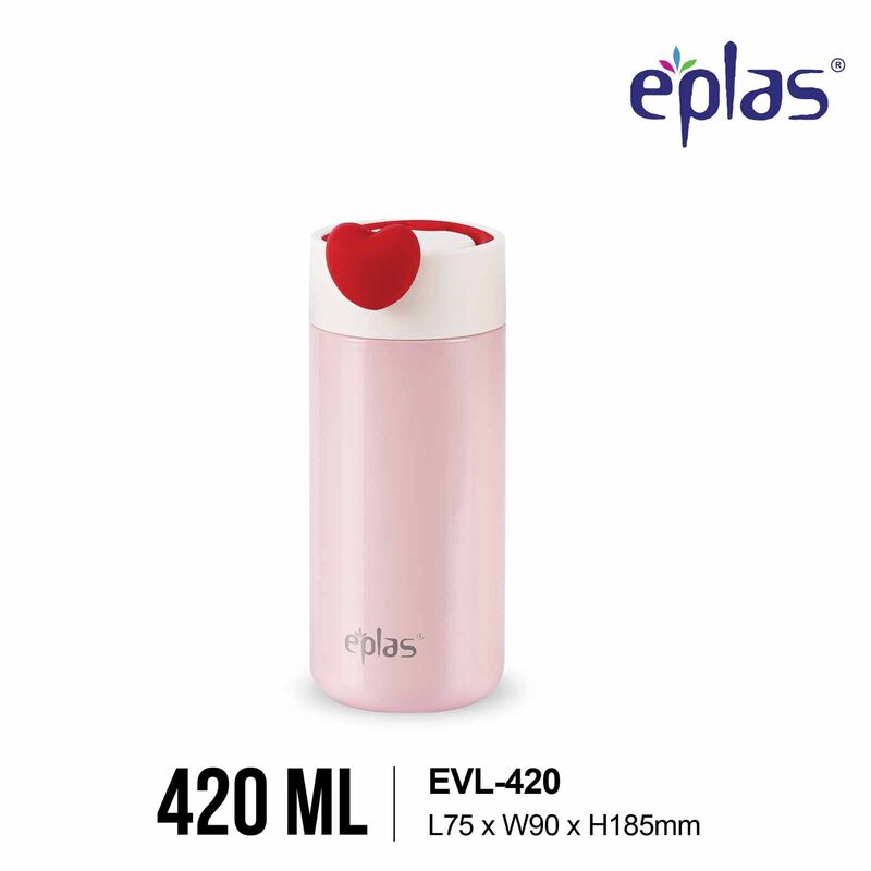 EPLAS Eplas Evl-420 (420ml) Macaron Handy Thermal Bottle W Strainer - Pink EVL-420-image 1